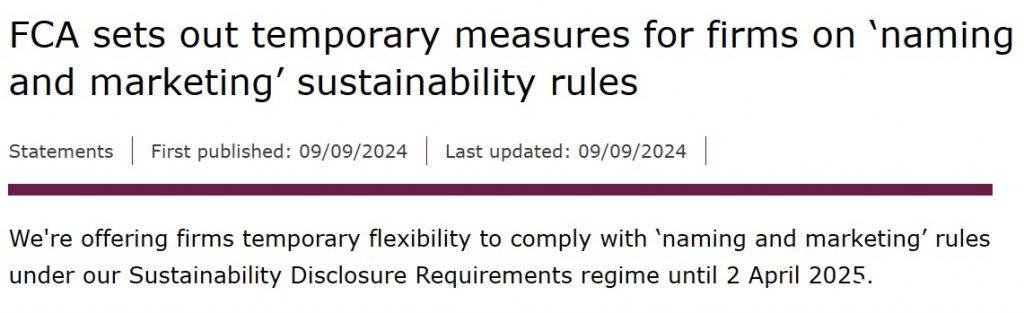 FCA Sustainability Disclosure Requirements